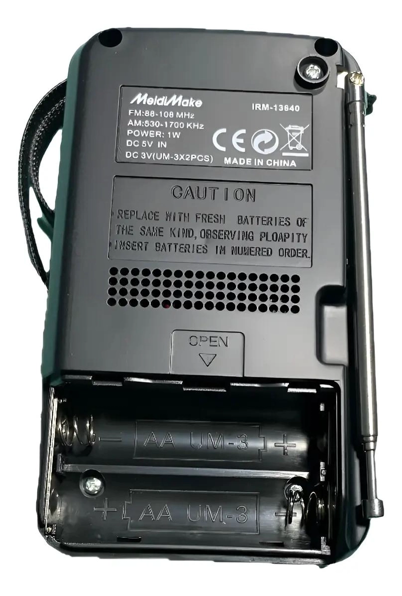MINI RADIO FM AM PORTATIL RECARGABLE NEGRO - 3