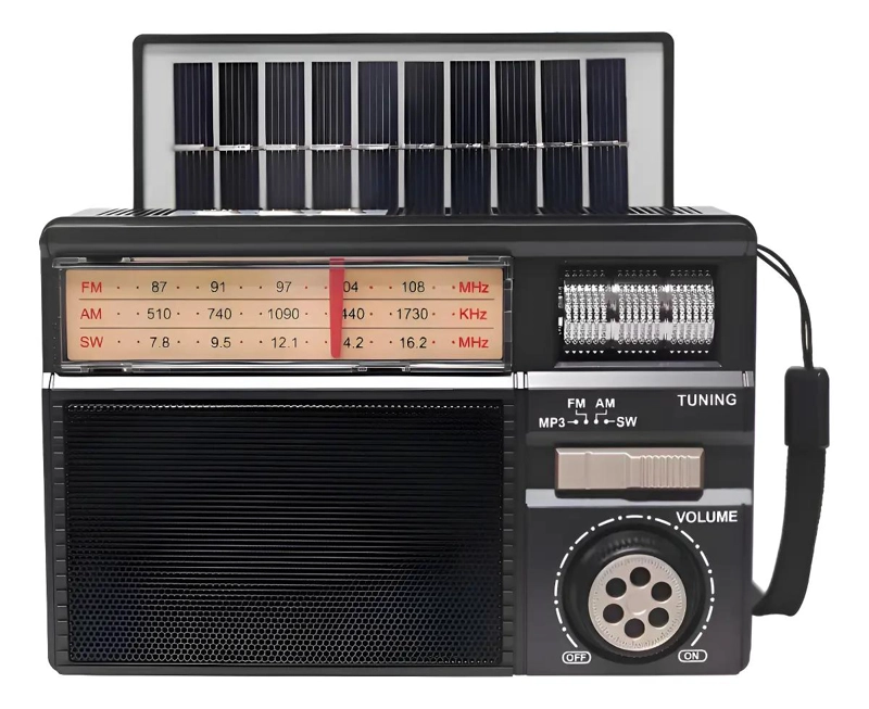 RADIO PORTATIL AM FM CON BLUETOOTH Y CARGA SOLAR - 1