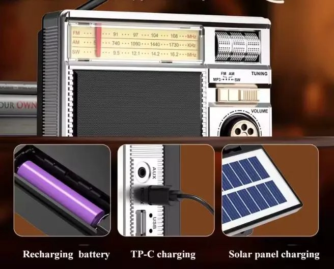 RADIO PORTATIL AM FM CON BLUETOOTH Y CARGA SOLAR - 3