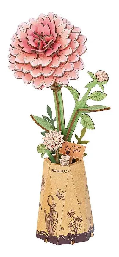 MINIATURA ARMABLE 3D FLOR DAHLIA ROSA - 1