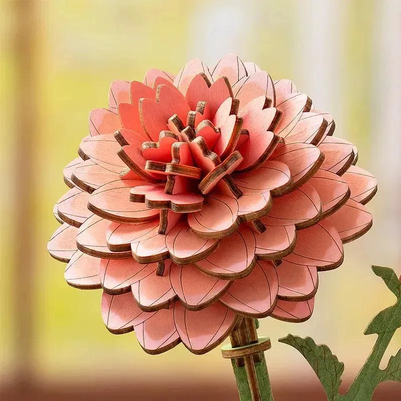 MINIATURA ARMABLE 3D FLOR DAHLIA ROSA - 2