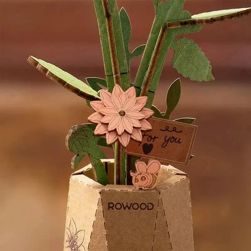 MINIATURA ARMABLE 3D FLOR DAHLIA ROSA - 3