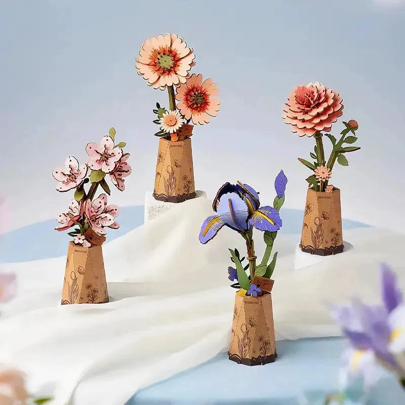 MINIATURA ARMABLE 3D FLOR DAHLIA ROSA - 5