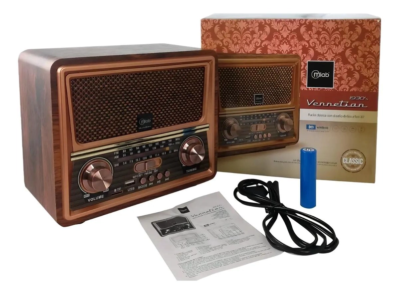 RADIO PORTATIL BLUETOOTH RETRO CON USB Y AM/FM - 4