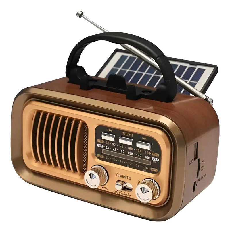 RADIO RETRO BLUETOOTH PORTATIL CON PANEL SOLAR - 1