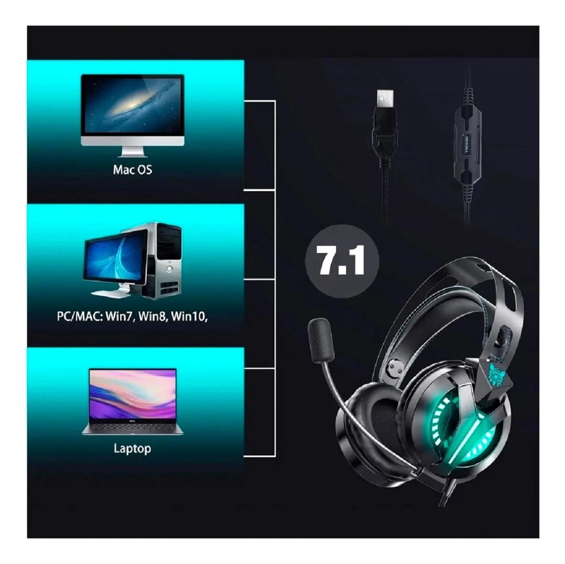 AUDIFONOS GAMER M180 PRO 7.1 USB AZUL - 3