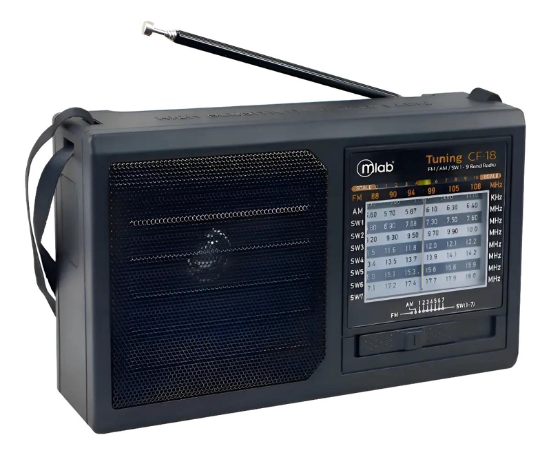 RADIO PORTATIL RECARGABLE CON SINTONIZADOR CF-18 NEGRO - 1
