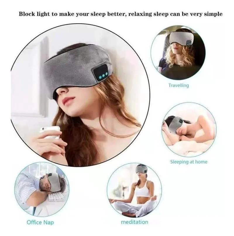 MASCARA PARA DORMIR CON AURICULARES BLUETOOTH GRISES - 4