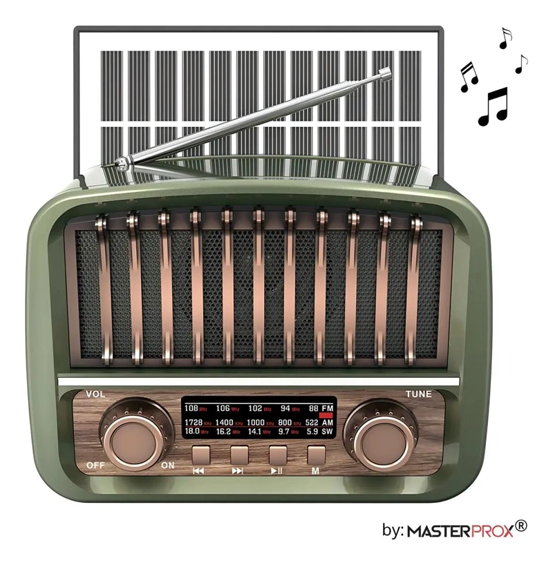 RADIO VINTAGE ESTILO ANTIGUO CON PANEL SOLAR Y BLUETOOTH - 1
