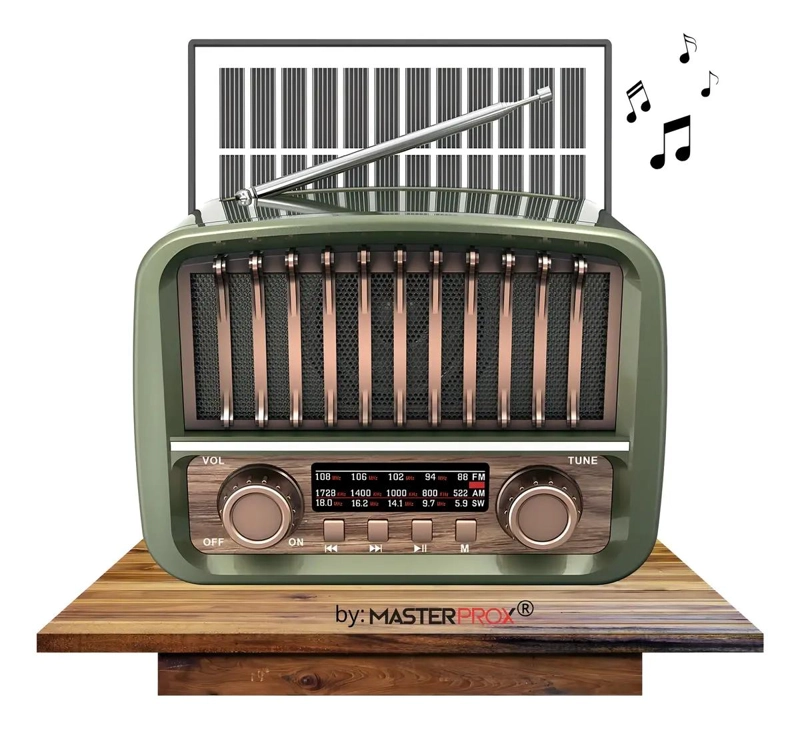 RADIO VINTAGE ESTILO ANTIGUO CON PANEL SOLAR Y BLUETOOTH - 2