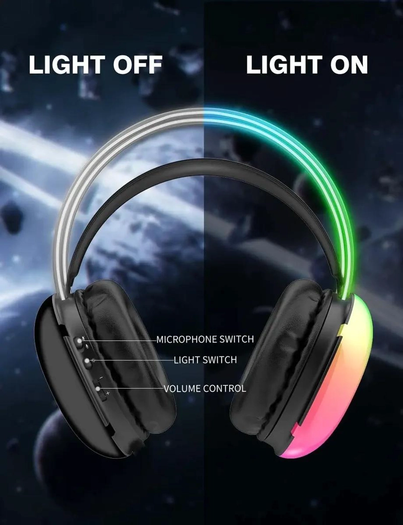 AUDIFONOS GAMER CON MICROFONO Y LUZ RGB PARA PC - 2