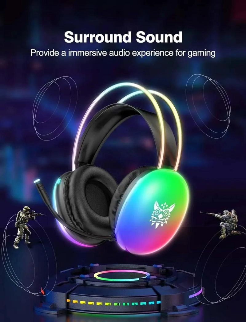 AUDIFONOS GAMER CON MICROFONO Y LUZ RGB PARA PC - 4