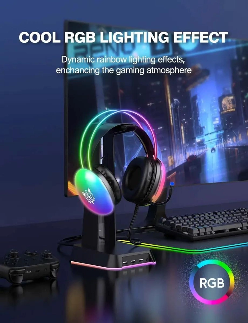 AUDIFONOS GAMER CON MICROFONO Y LUZ RGB PARA PC - 5