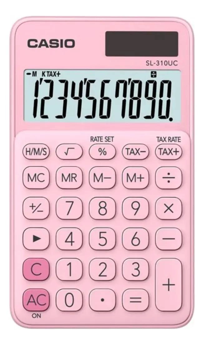 CALCULADORA BASICA COLOR ROSA CON PANTALLA LCD - 1
