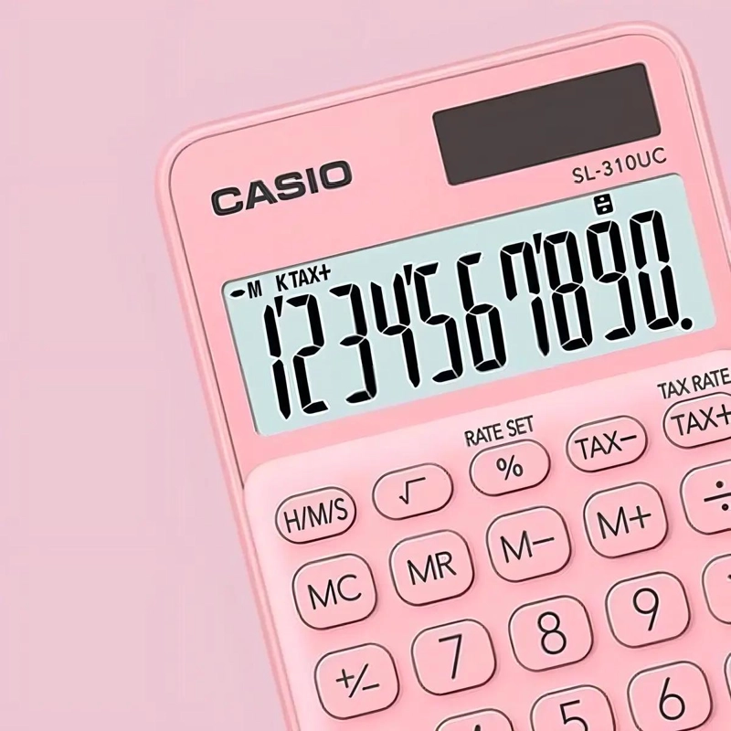 CALCULADORA BASICA COLOR ROSA CON PANTALLA LCD - 2
