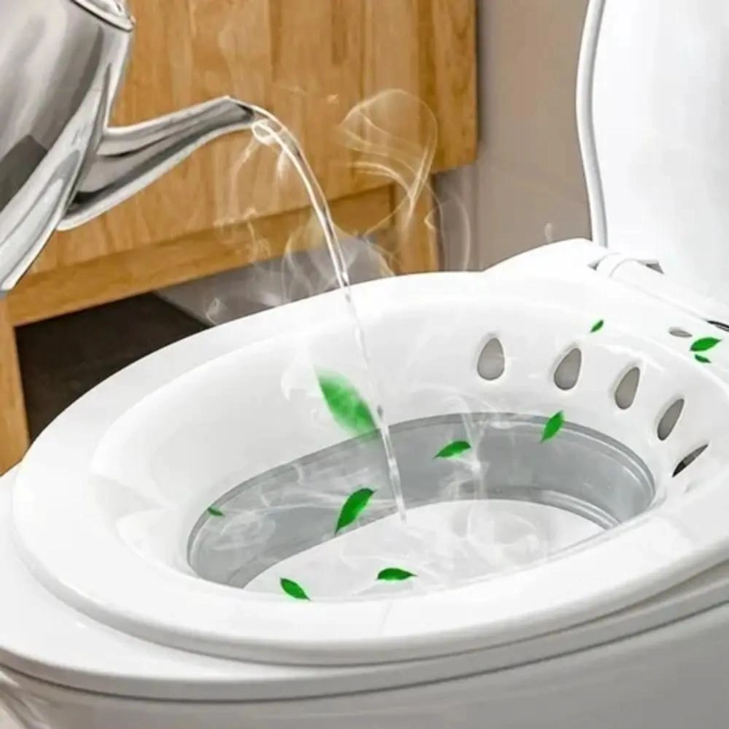 BAÑO DE ASIENTO PLEGABLE PARA ALIVIO DE HEMORROIDES Y USO - 2
