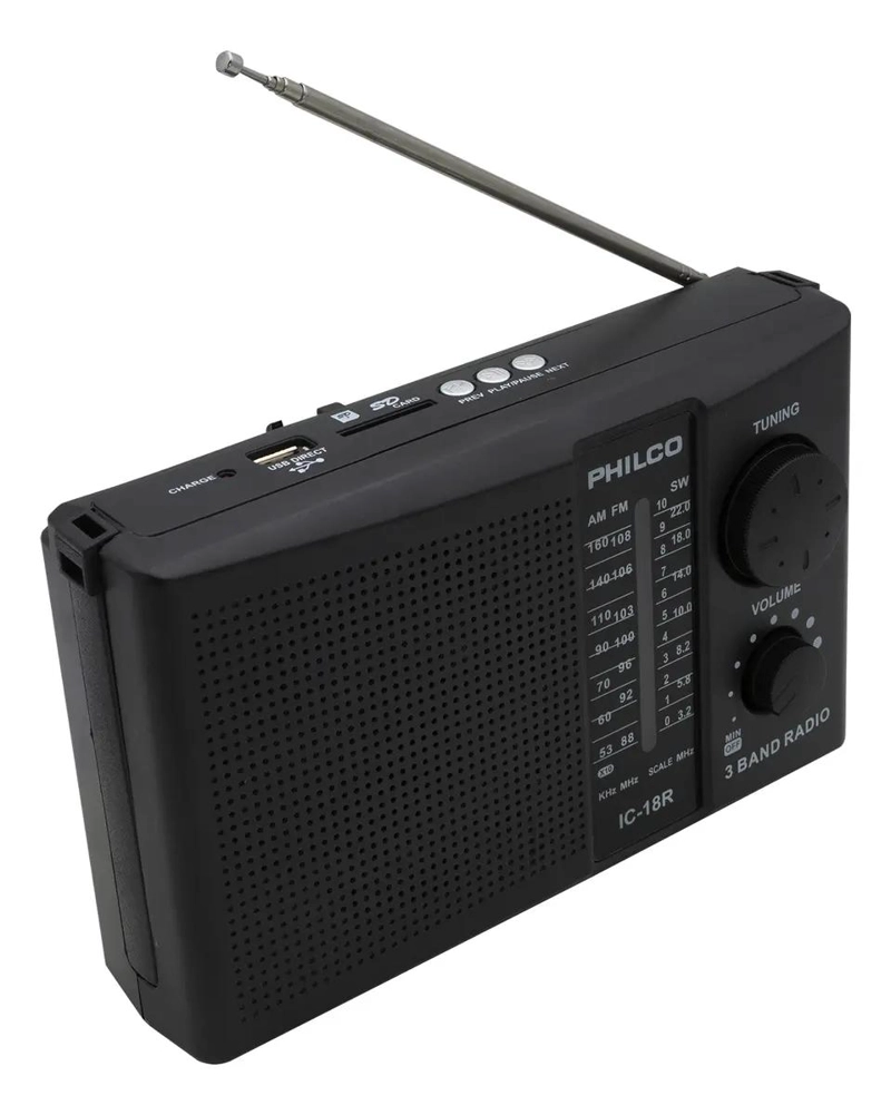 RADIO PORTATIL RECARGABLE AM/FM 3 BANDAS IC18R - 1