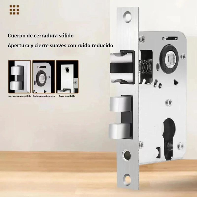 CERRADURA CON MANIJA SILENCIOSA NEGRA PARA PUERTA - 4