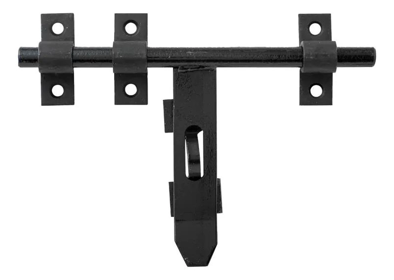 CERROJO DE ACERO 8 PULGADAS COLOR NEGRO PARA SEGURIDAD - 1
