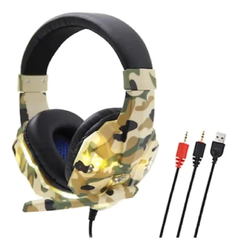 AURICULARES GAMER CON MICROFONO Y LUCES LED PARA PC - 1