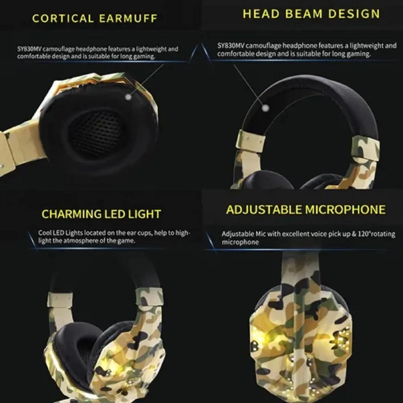AURICULARES GAMER CON MICROFONO Y LUCES LED PARA PC - 3