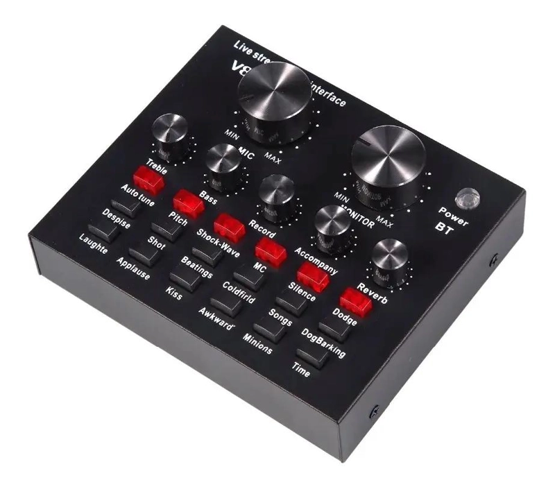 MICROFONO CON TARJETA DE SONIDO V8 BLUETOOTH Y AUDIFONOS - 3