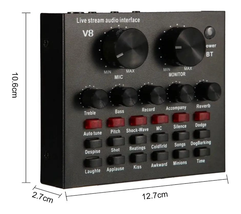 MICROFONO CON TARJETA DE SONIDO V8 BLUETOOTH Y AUDIFONOS - 5