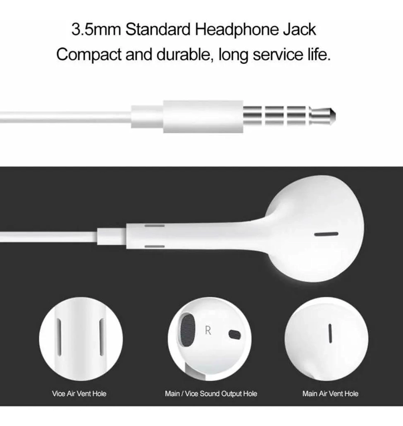 AUDIFONOS CON CABLE JACK 3.5MM PARA IPHONE - 5