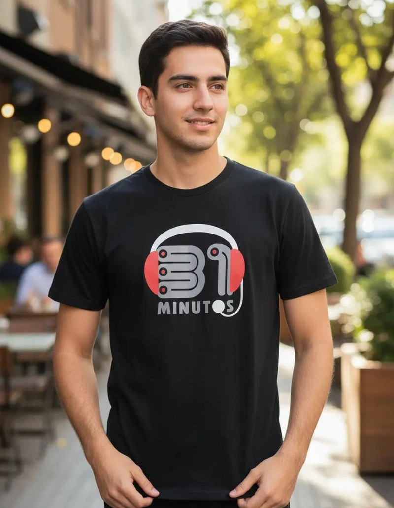 POLERA UNISEX ALGODON ESTAMPADO AUDIFONOS 31 MINUTOS - 1