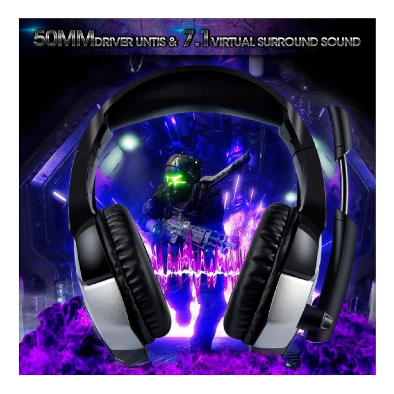 AUDIFONOS GAMER K5 PRO NEGRO Y AZUL - 4