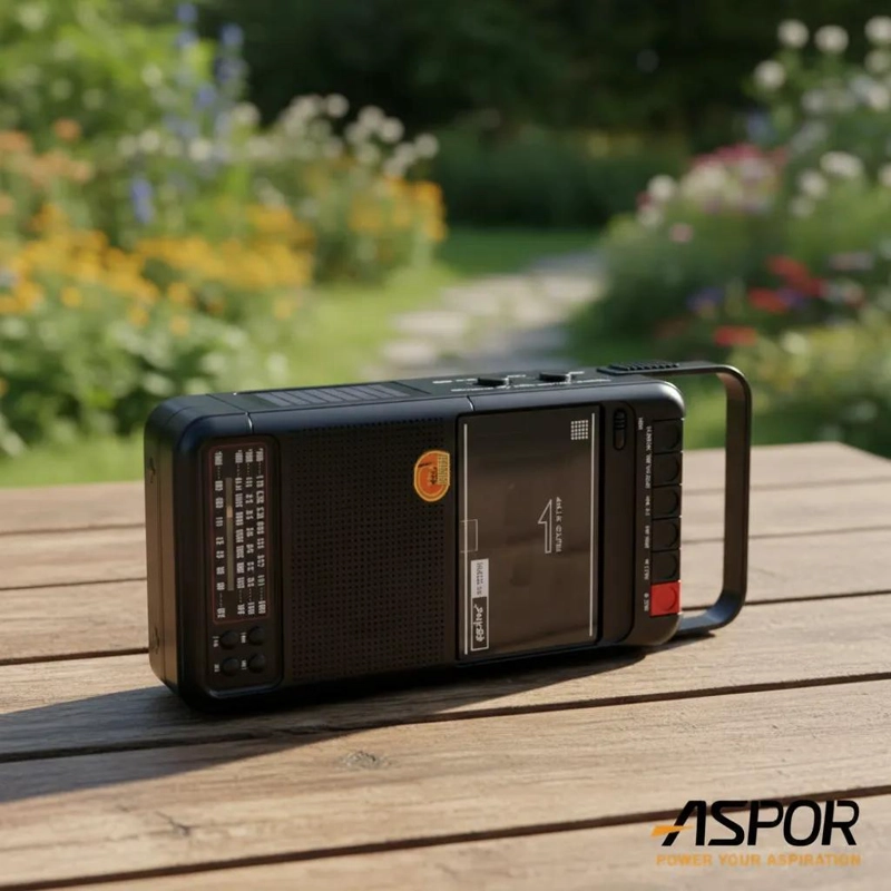 RADIO CASSETTE BLUETOOTH USB AM FM CON PANEL SOLAR GRIS - 1