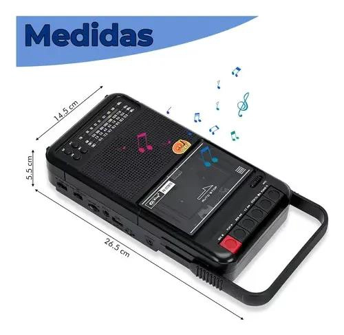 RADIO CASSETTE BLUETOOTH USB AM FM CON PANEL SOLAR GRIS - 2