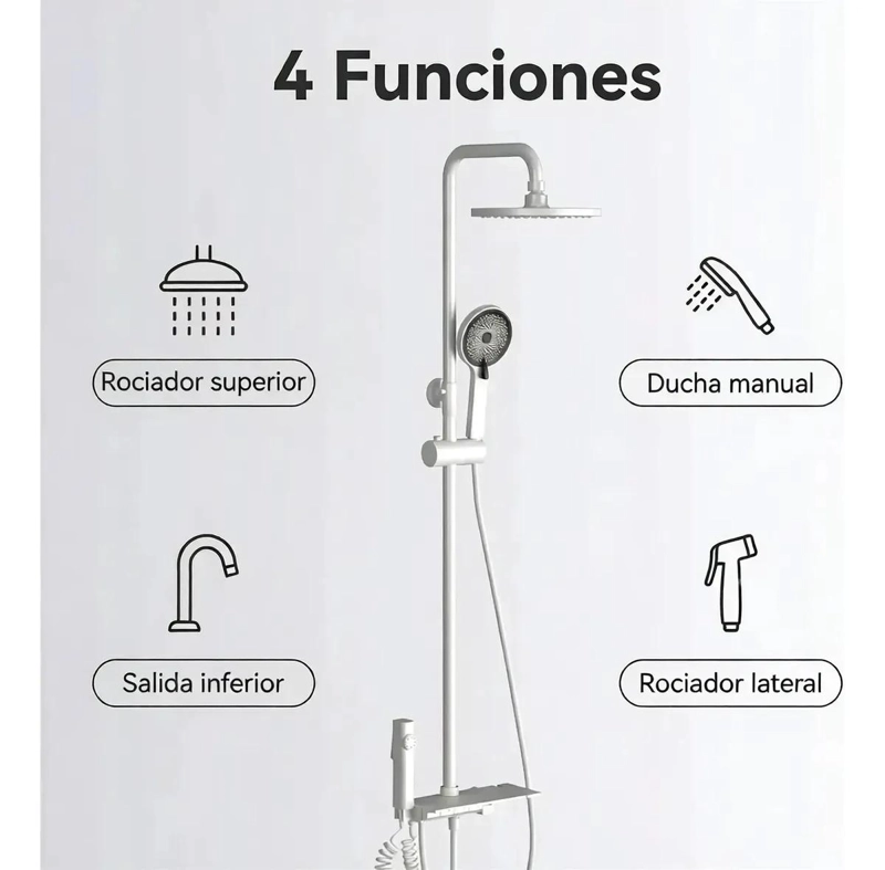 COLUMNA DE DUCHA GRAFITO 4 MODOS CON SOPORTE Y DUCHA DE M - 2
