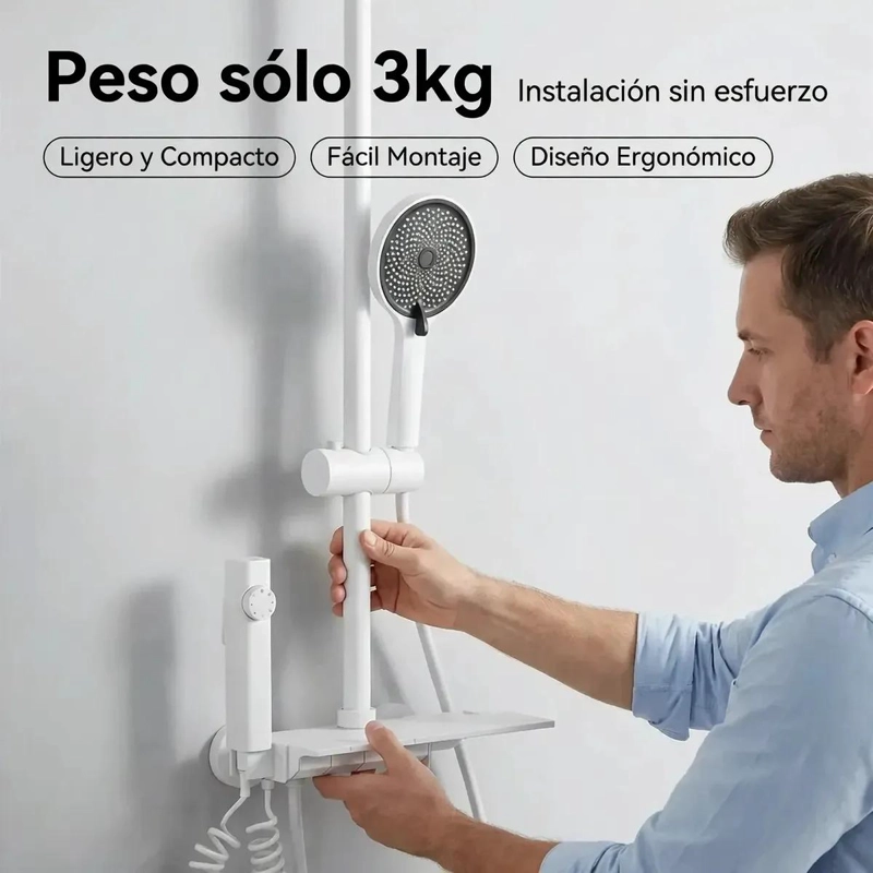 COLUMNA DE DUCHA GRAFITO 4 MODOS CON SOPORTE Y DUCHA DE M - 5