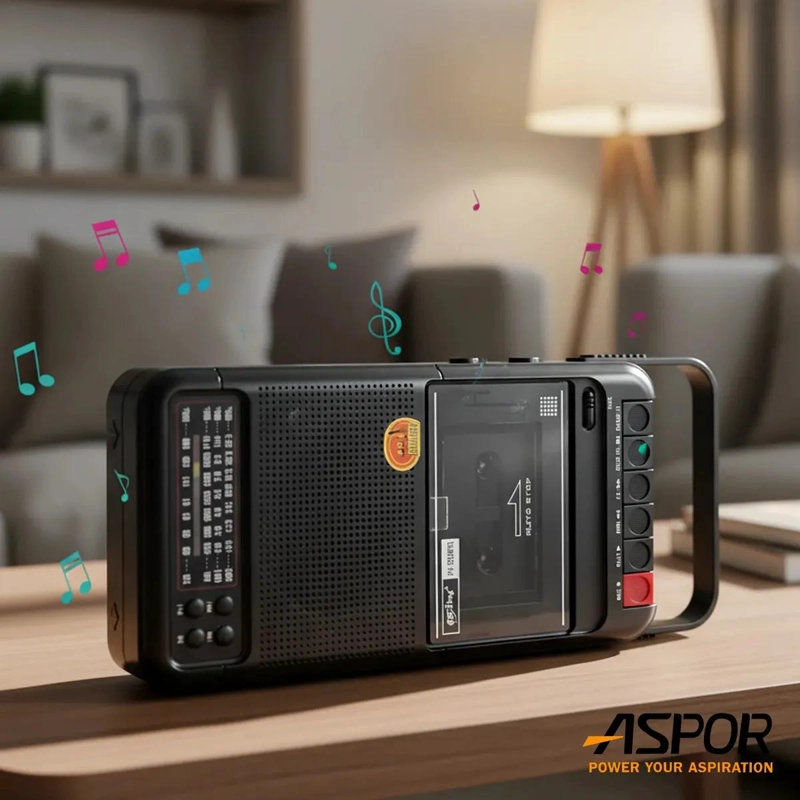 RADIO CASSETTE PORTATIL CON BLUETOOTH, USB Y PANEL SOLAR - 1