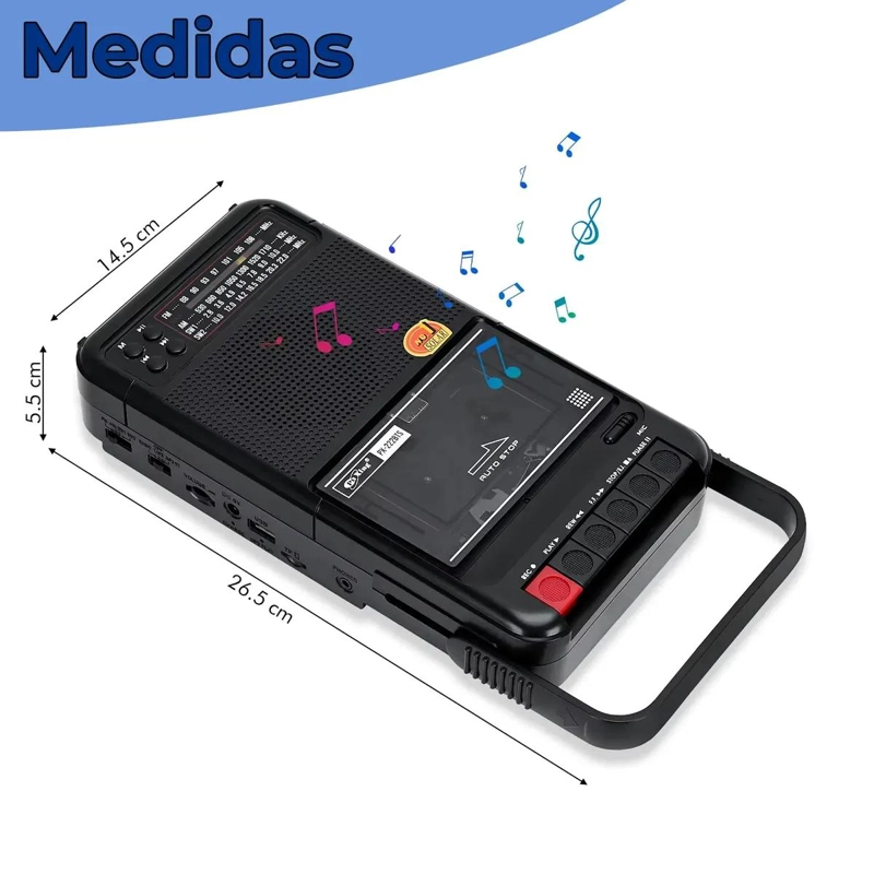 RADIO CASSETTE PORTATIL CON BLUETOOTH, USB Y PANEL SOLAR - 2