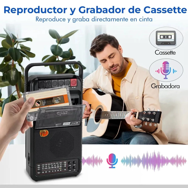 RADIO CASSETTE PORTATIL CON BLUETOOTH, USB Y PANEL SOLAR - 5