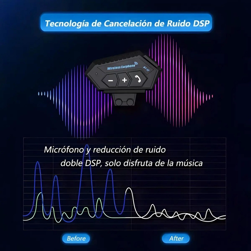 AURICULARES BLUETOOTH MANOS LIBRES PARA CASCO DE MOTO - 5