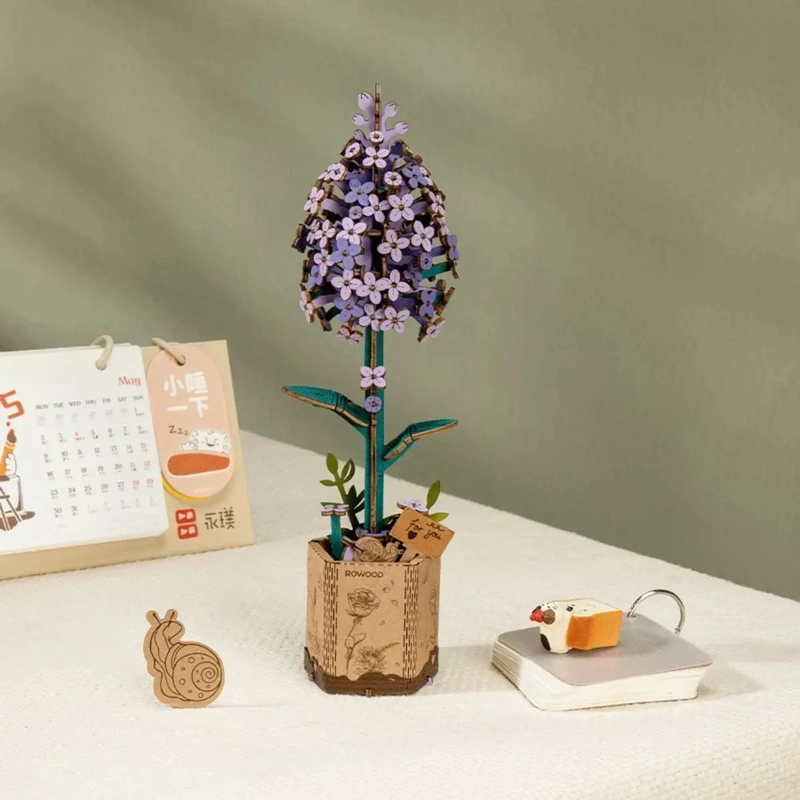 MINIATURA ARMABLE DE MADERA FLOR LILAC - 2
