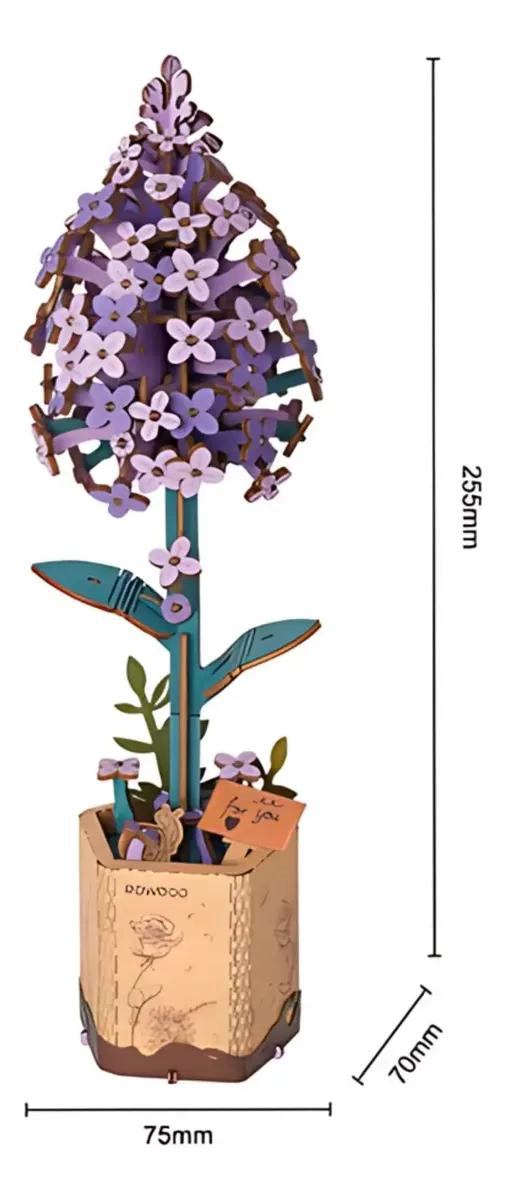 MINIATURA ARMABLE DE MADERA FLOR LILAC - 4
