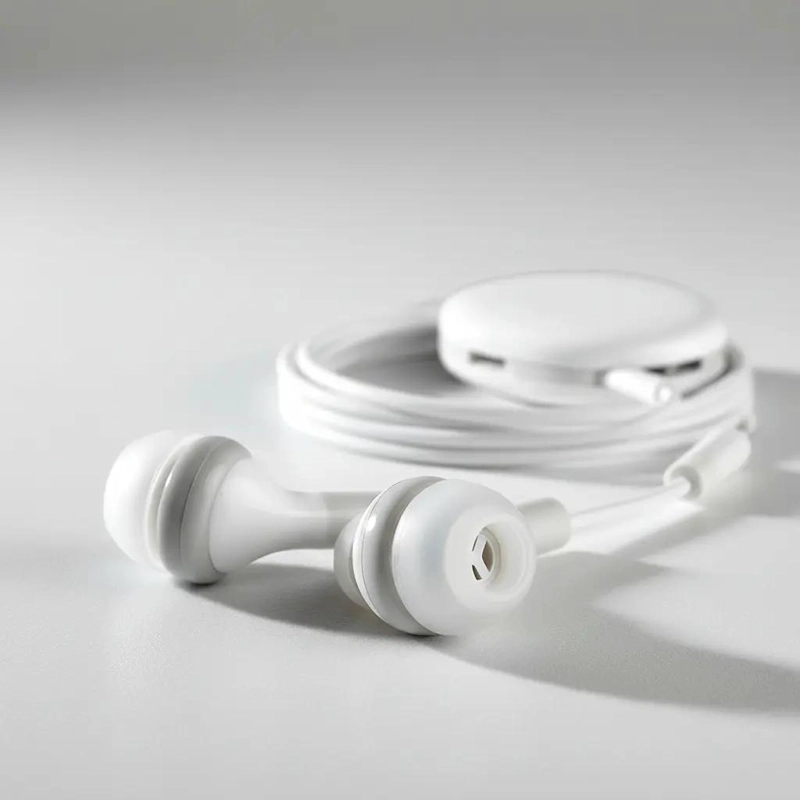 AURICULARES CLIP-EAR RETRACTILES BLANCO CON CABLE - 3