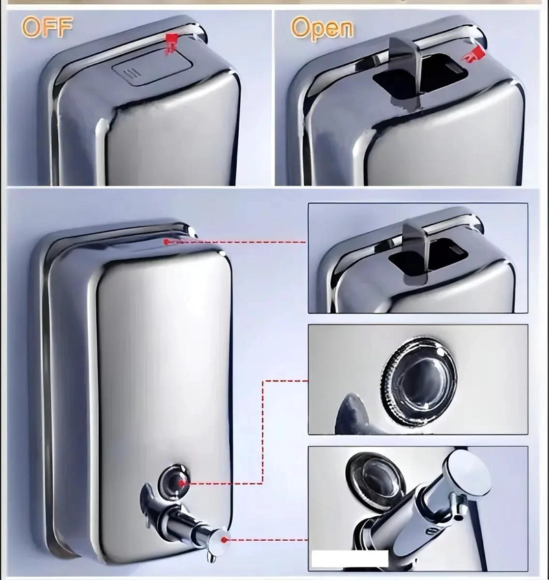 DISPENSADOR DE JABON ACERO INOXIDABLE 500 ML COLOR PLATA - 4