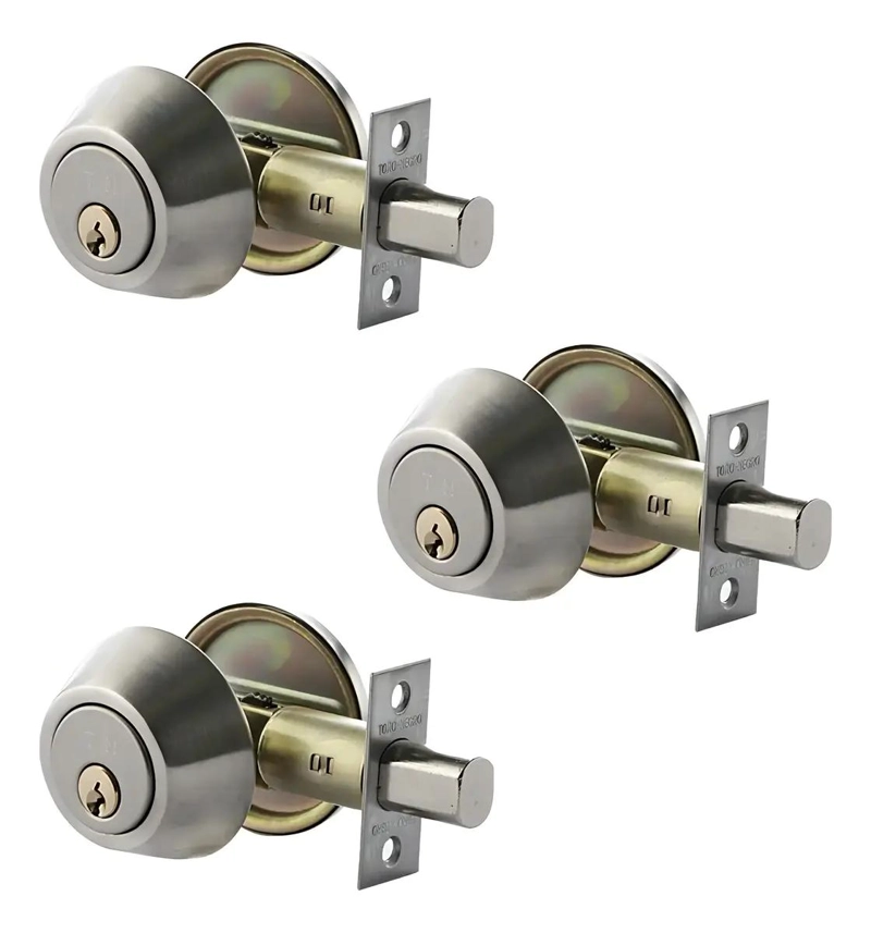 SET 3 CERRADURAS DE SEGURIDAD CON CERROJO ACERO INOX - 1