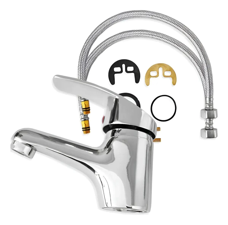LLAVE MONOMANDO PARA LAVAMANOS CON FLEXIBLES - 1