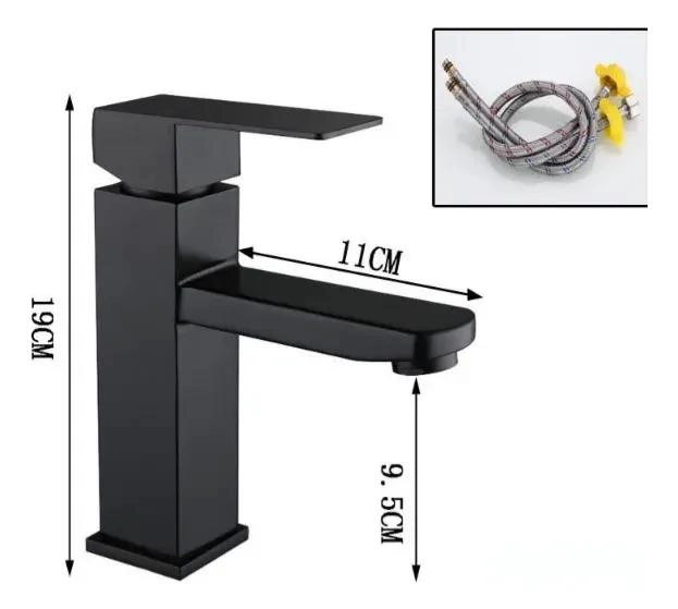 LLAVE MONOMANDO CUADRADA PARA LAVAMANOS ACERO INOXIDABLE - 2