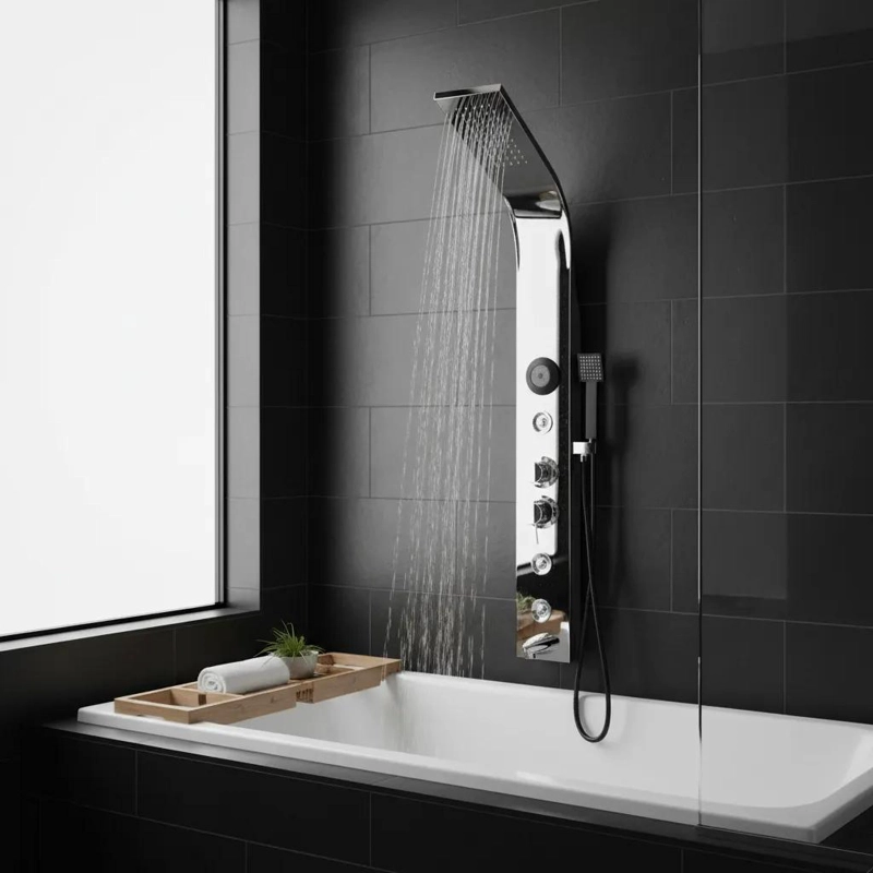 COLUMNA DE DUCHA NEGRA CON HIDROMASAJE Y BLUETOOTH - 3