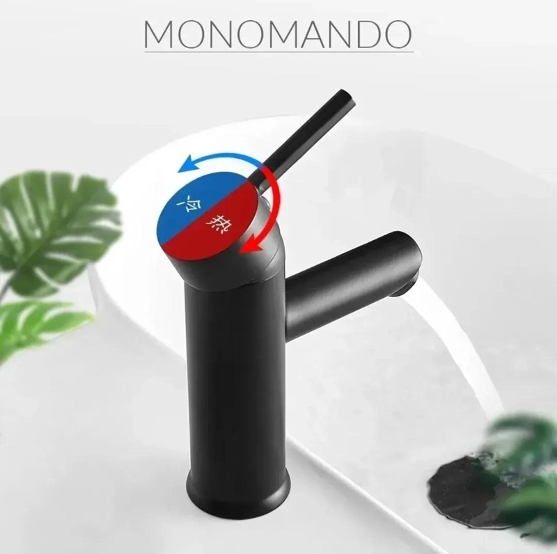 LLAVE MONOMANDO PARA LAVAMANOS NEGRO MATE - 3