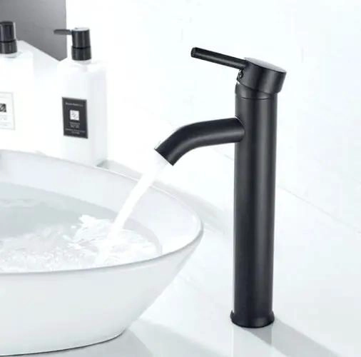 LLAVE MONOMANDO NEGRA ALTA PARA LAVAMANOS SOBREPONER - 3