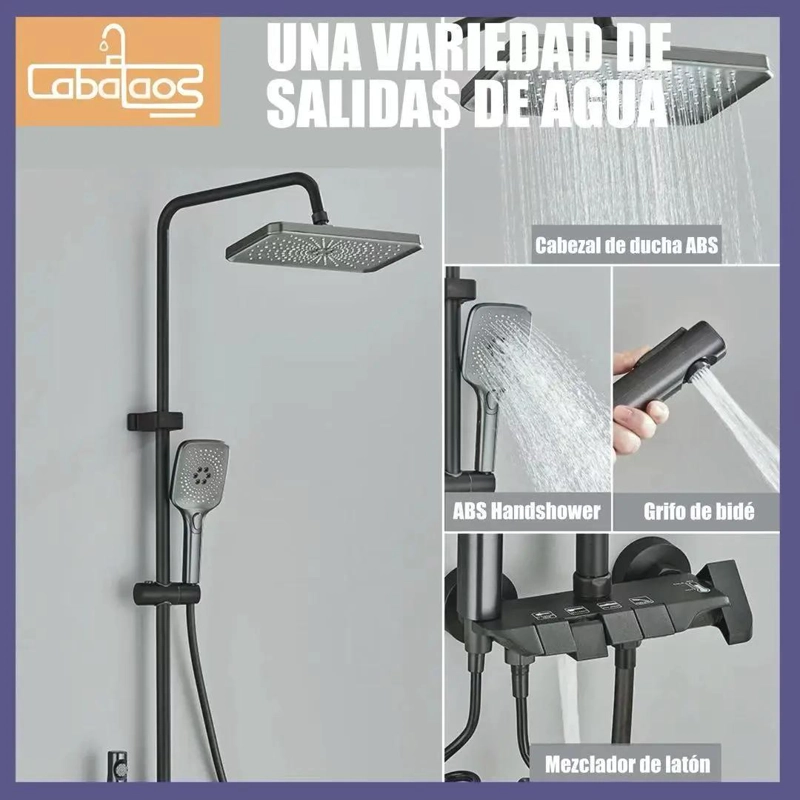 COLUMNA DE DUCHA MODERNA 4 FUNCIONES NEGRO MATE - 4