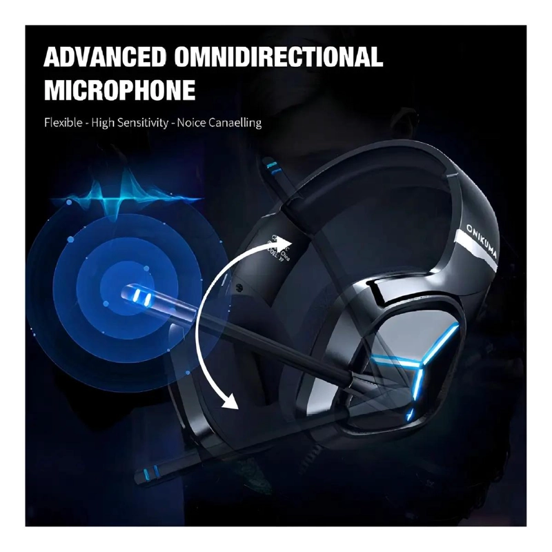 AURICULARES GAMER CON LUZ RGB Y MICROFONO AJUSTABLE - 4